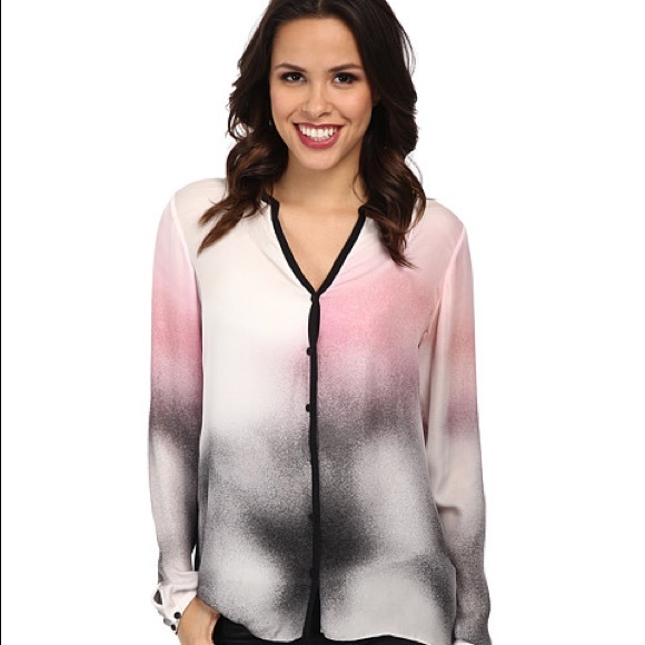 Elie Tahari Tops - Elie Tahari Women's Anora Ombre Silk L/S button